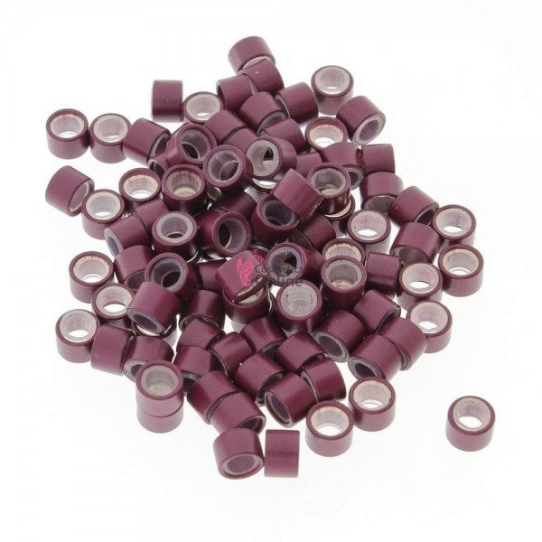 Inele microring cu silicon pentru extensii de par 100 bucati de 4,5mm Cod 52499 Roscat-Burgundy